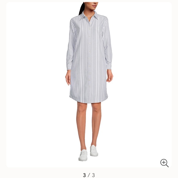 Lands’ End Oxford Long Sleeve Button Front Shirt Dress Light Olive Green NWOT - Picture 5 of 11